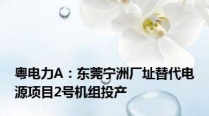 粤电力A：东莞宁洲厂址替代电源项目2号机组投产