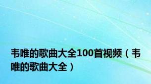 韦唯的歌曲大全100首视频（韦唯的歌曲大全）