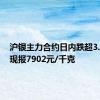 沪银主力合约日内跌超3.00%，现报7902元/千克