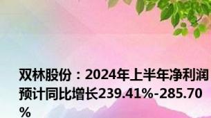 双林股份：2024年上半年净利润预计同比增长239.41%-285.70%