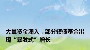 大量资金涌入，部分短债基金出现“暴发式”增长