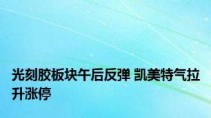 光刻胶板块午后反弹 凯美特气拉升涨停