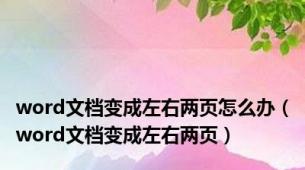 word文档变成左右两页怎么办（word文档变成左右两页）