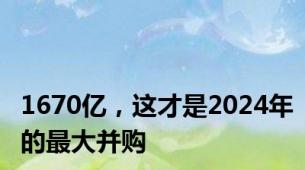 1670亿，这才是2024年的最大并购