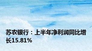 苏农银行：上半年净利润同比增长15.81%