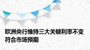 欧洲央行维持三大关键利率不变 符合市场预期