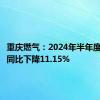 重庆燃气：2024年半年度净利润同比下降11.15%