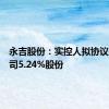 永吉股份：实控人拟协议转让公司5.24%股份