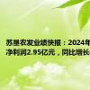 苏垦农发业绩快报：2024年上半年净利润2.95亿元，同比增长4.77%