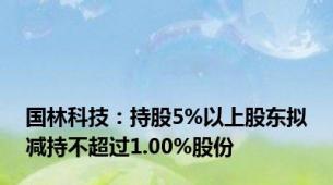 国林科技：持股5%以上股东拟减持不超过1.00%股份