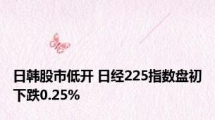 日韩股市低开 日经225指数盘初下跌0.25%