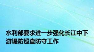 水利部要求进一步强化长江中下游堤防巡查防守工作