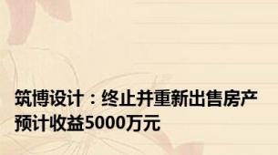 筑博设计：终止并重新出售房产 预计收益5000万元