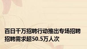 百日千万招聘行动推出专场招聘 招聘需求超50.5万人次