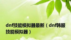 dnf技能模拟器最新（dnf韩服技能模拟器）