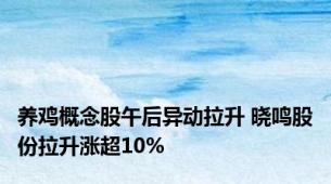 养鸡概念股午后异动拉升 晓鸣股份拉升涨超10%