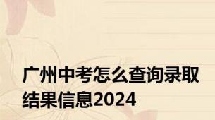 广州中考怎么查询录取结果信息2024