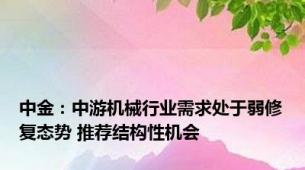 中金：中游机械行业需求处于弱修复态势 推荐结构性机会