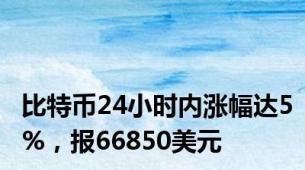 比特币24小时内涨幅达5%，报66850美元