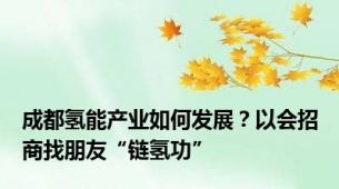 成都氢能产业如何发展？以会招商找朋友“链氢功”