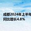 成都2024年上半年GDP同比增长4.8%