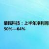 肇民科技：上半年净利同比预增50%—64%