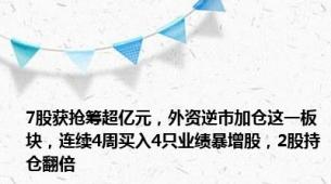 7股获抢筹超亿元，外资逆市加仓这一板块，连续4周买入4只业绩暴增股，2股持仓翻倍