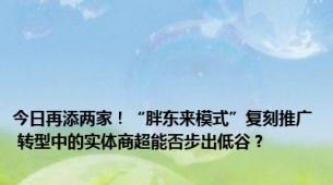 今日再添两家！“胖东来模式”复刻推广 转型中的实体商超能否步出低谷？