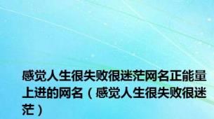 感觉人生很失败很迷茫网名正能量上进的网名（感觉人生很失败很迷茫）