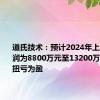 道氏技术：预计2024年上半年净利润为8800万元至13200万元 同比扭亏为盈