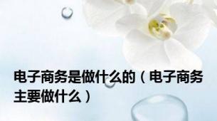 电子商务是做什么的（电子商务主要做什么）