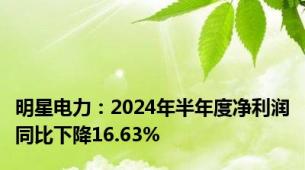 明星电力：2024年半年度净利润同比下降16.63%