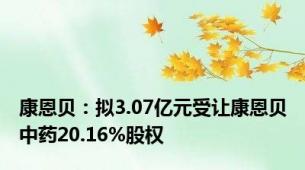 康恩贝：拟3.07亿元受让康恩贝中药20.16%股权