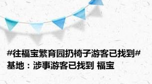 #往福宝繁育园扔椅子游客已找到# 基地：涉事游客已找到 福宝