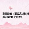 赛腾股份：董监高计划拟减持股份不超过0.2978%