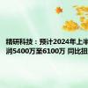 精研科技：预计2024年上半年净利润5400万至6100万 同比扭亏