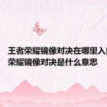 王者荣耀镜像对决在哪里入口 王者荣耀镜像对决是什么意思