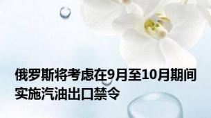 俄罗斯将考虑在9月至10月期间实施汽油出口禁令