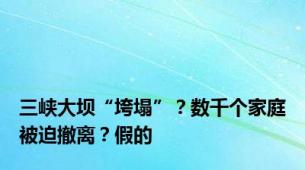 三峡大坝“垮塌”？数千个家庭被迫撤离？假的