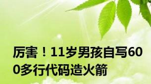 厉害！11岁男孩自写600多行代码造火箭