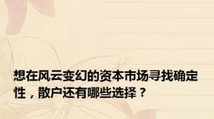 想在风云变幻的资本市场寻找确定性，散户还有哪些选择？