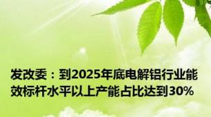 发改委：到2025年底电解铝行业能效标杆水平以上产能占比达到30%