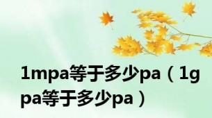 1mpa等于多少pa（1gpa等于多少pa）