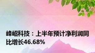 峰岹科技：上半年预计净利润同比增长46.68%