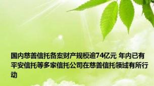 国内慈善信托备案财产规模逾74亿元 年内已有平安信托等多家信托公司在慈善信托领域有所行动