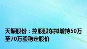 天振股份：控股股东拟增持50万至70万股稳定股价