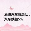 港股汽车股走低，小鹏汽车跌超5%