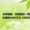 永创智能：控股股东一致行动人拟增持1000万元-2000万元