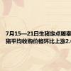 7月15—21日生猪定点屠宰企业生猪平均收购价格环比上涨2.0%