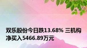 双乐股份今日跌13.68% 三机构净买入5466.89万元